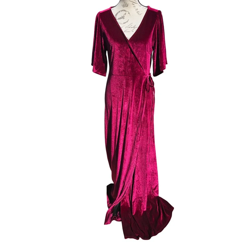 Baltic Born Deep Red Velvet Maxi Dress - Picture 2 of 13